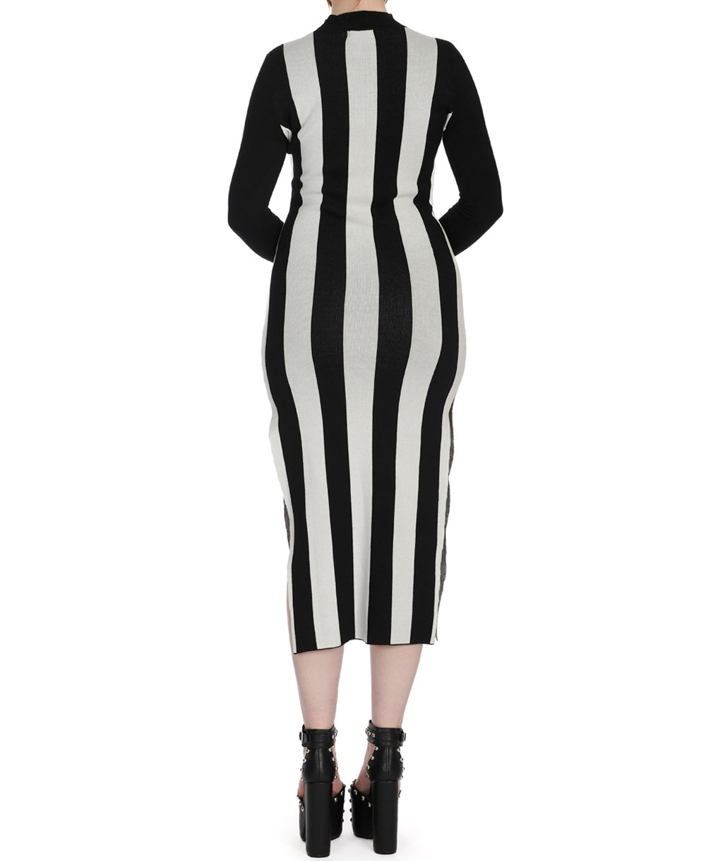 Robe Banned rayée noir & blanc style rock DR17020