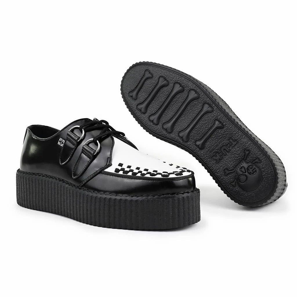 Creeper T.U.K cuir noir & blanc AV6804