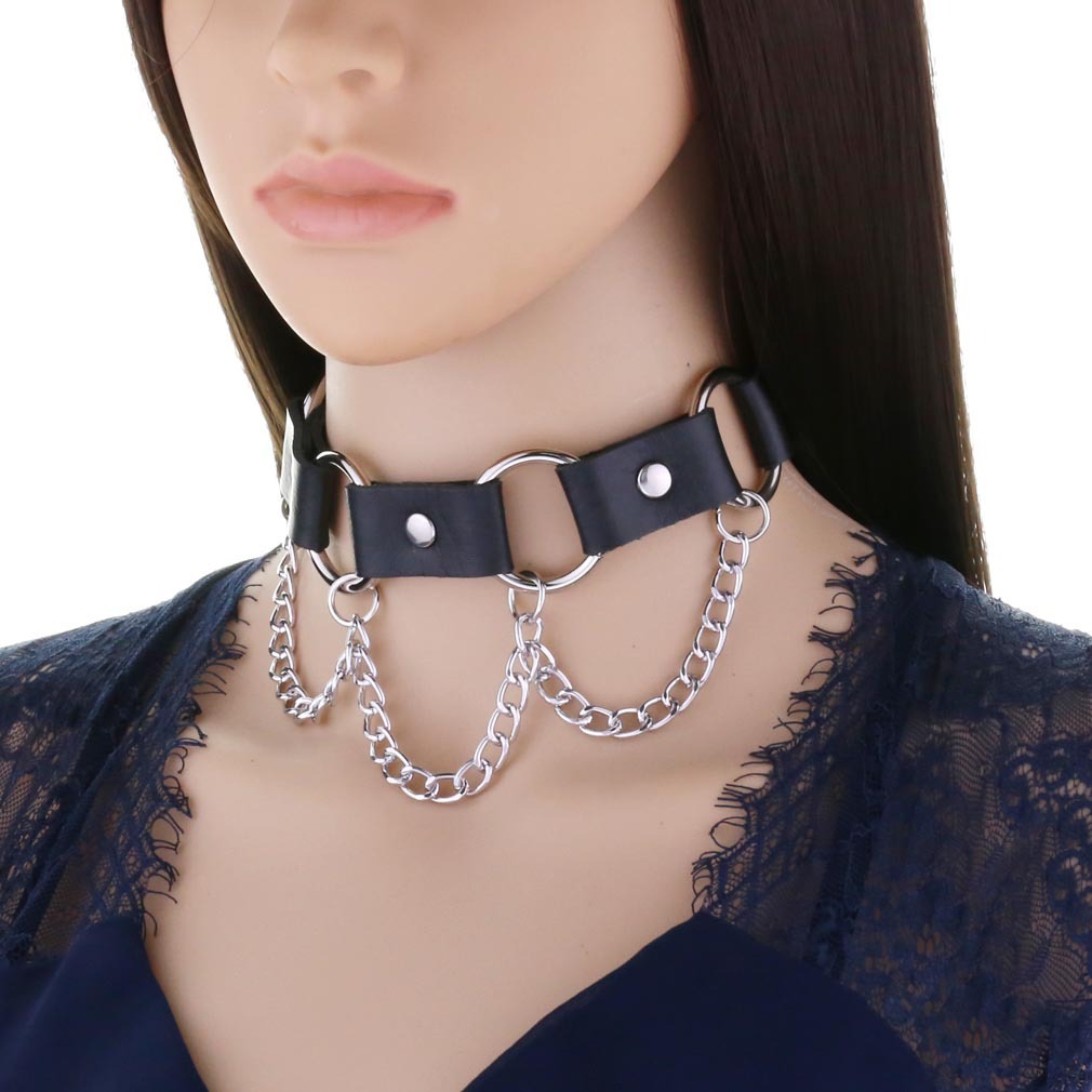 Choker Moon Attic avec chaînes style punk / gothique / métal MA-LTYQ07