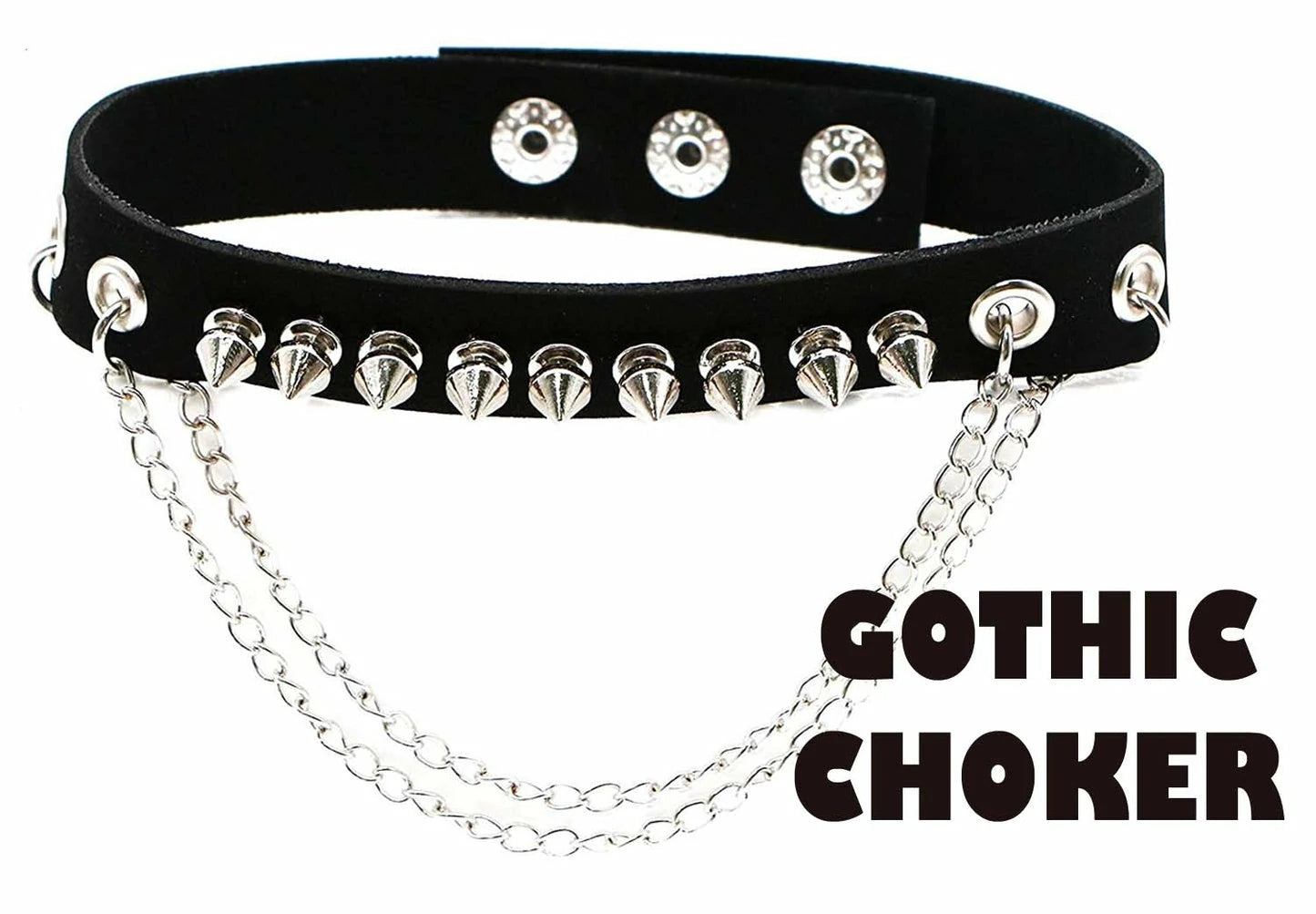 Choker chaînes & pointes punk/gothique/métal Bullet69 NB316