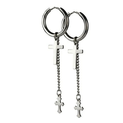 Boucles d'oreilles créoles & croix EtNox SO140