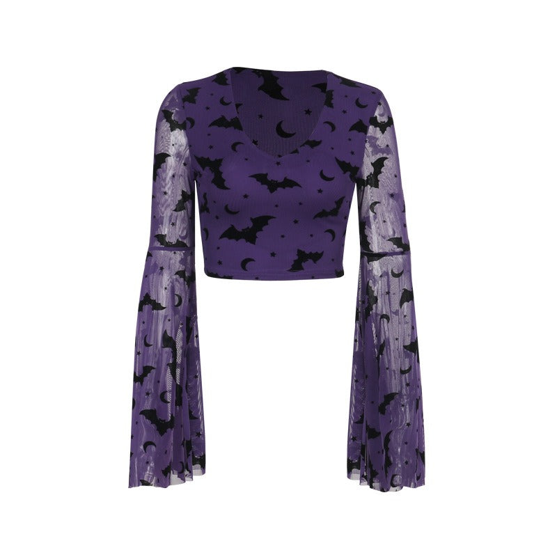 Top Moon Attic avec manches évasées pour femme style gothique MA-24260