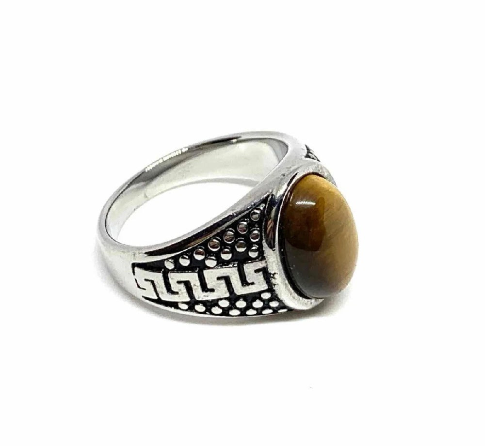 Bague chevalière avec pierre oeil de tigre BA142