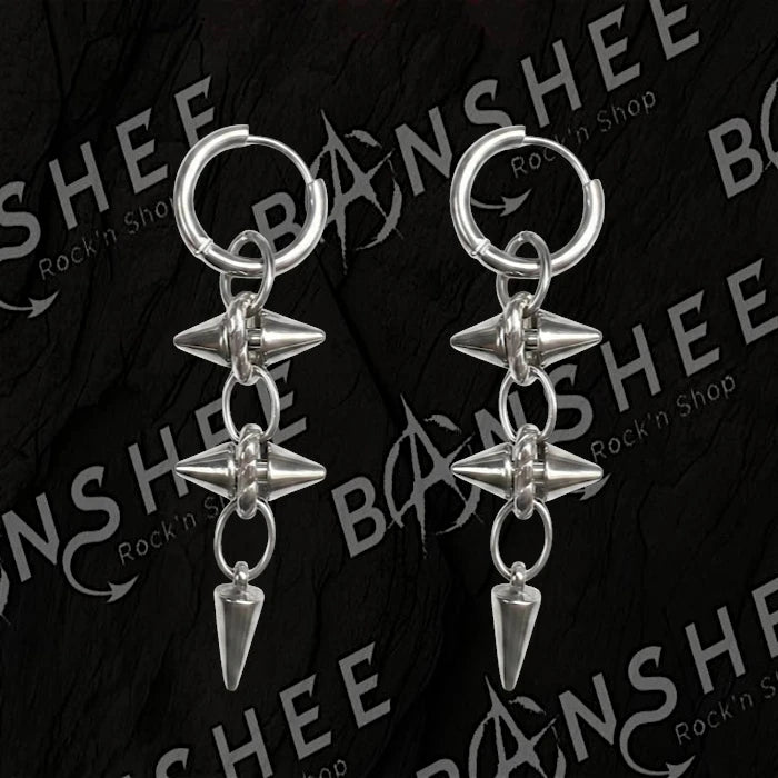 Boucles d’oreilles pendantes en acier inoxydable avec pics et pointes