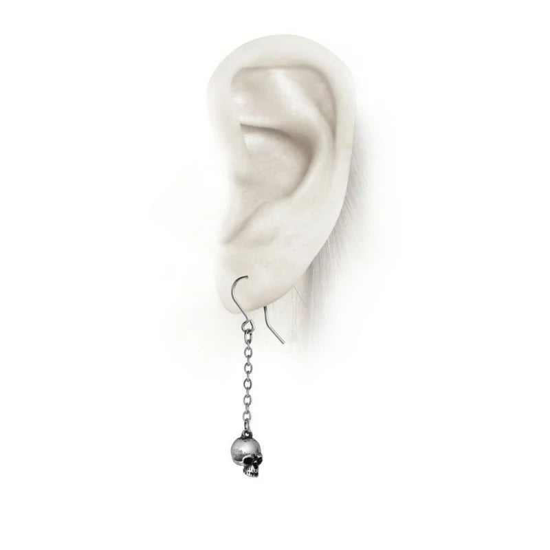 Boucle d'oreille Alchemy tête de mort suspendue E364