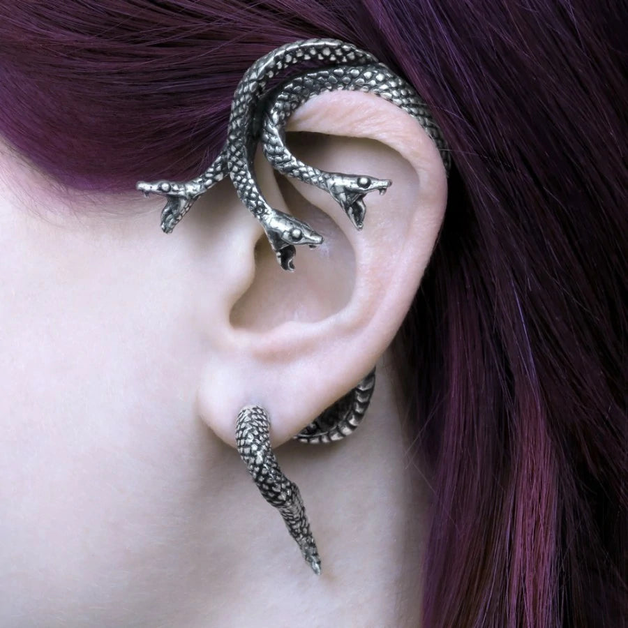 Boucle / Tour d'oreille Alchemy serpent à 3 têtes E434