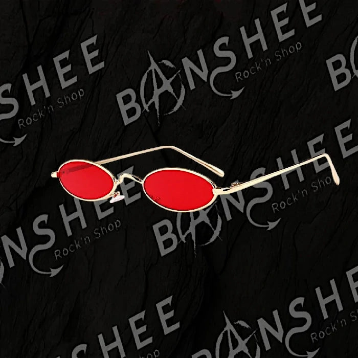 Lunettes de soleil ovales rétro UV400 avec verres rouges
