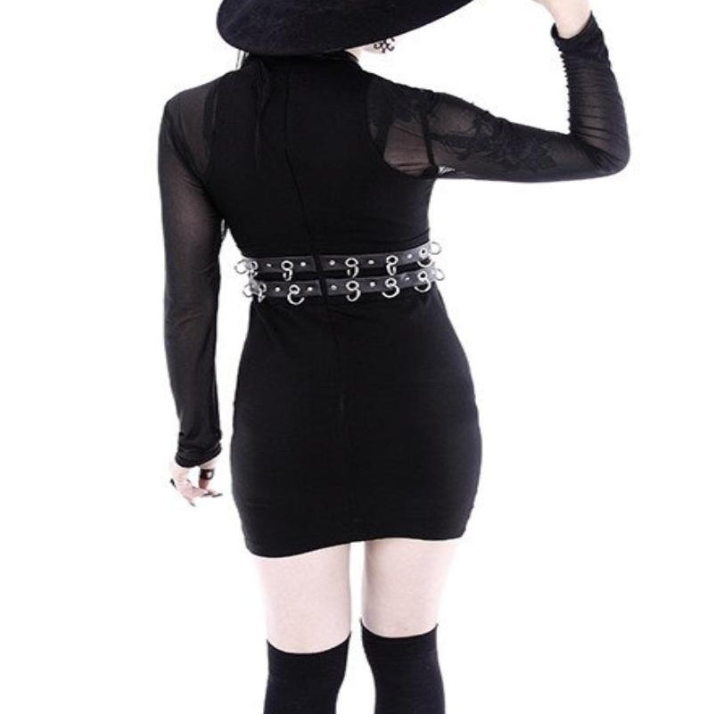 Robe Restyle longues manches gothique / métal "ring collar"