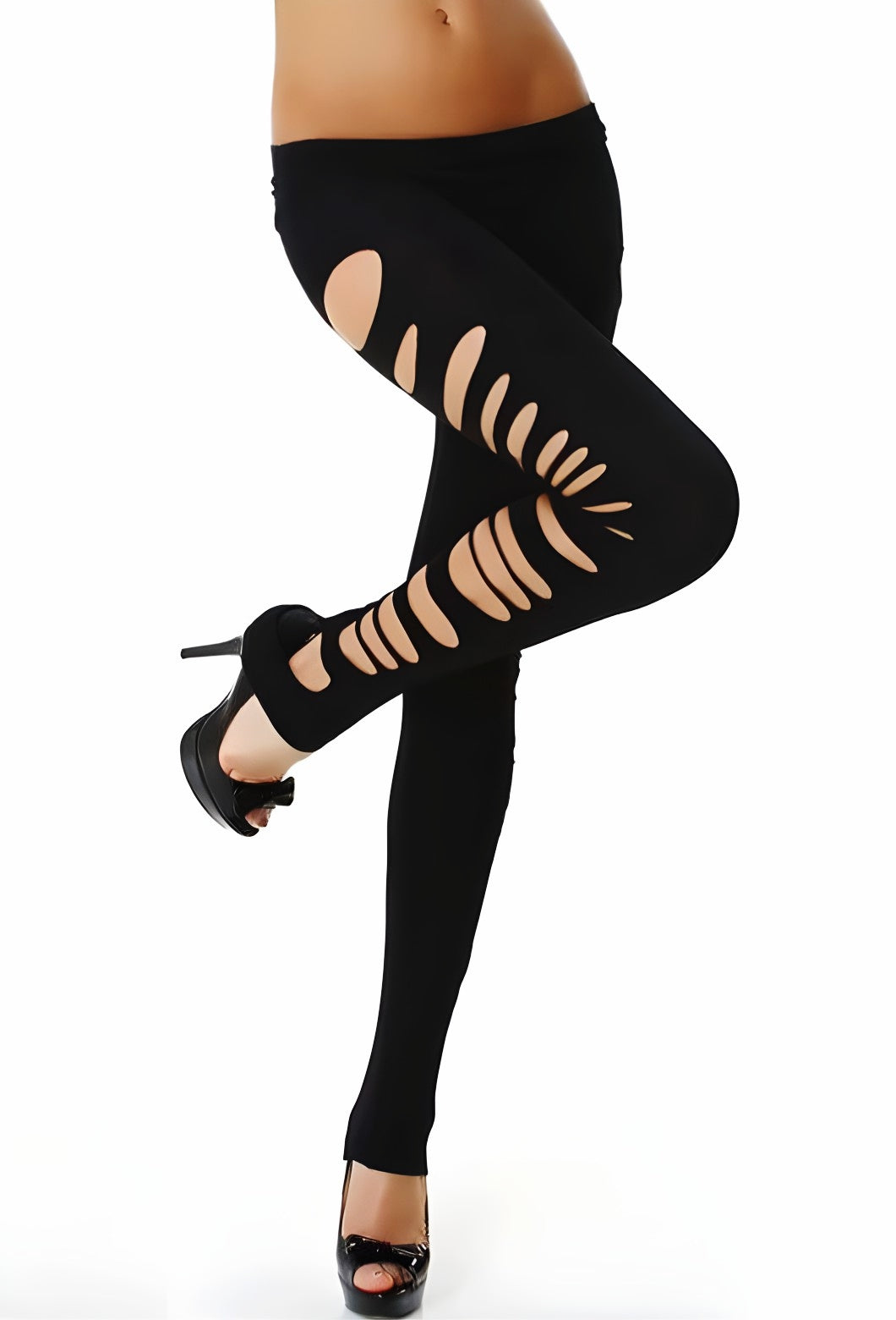 Collant noir opaque style punk / gothique Col001