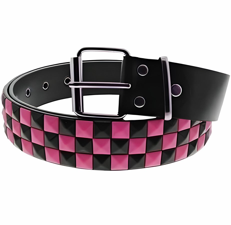 Ceinture à damier pyramidal style rock / punk CPU0180