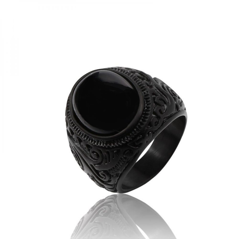 Bague chevalière Moon Attic noire baroque MA-BR699