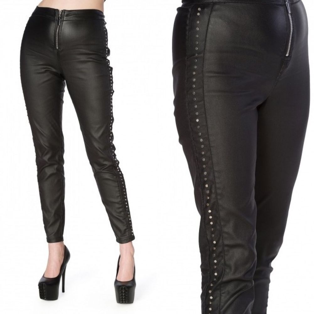 Pantalon Banned aspect cuir style rock pour femme TR31964