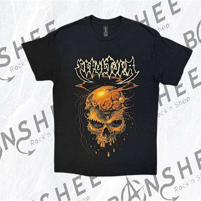 T-shirt officiel Sepultura Beneath the Remains noir avec logo du groupe et crâne orange de l'album