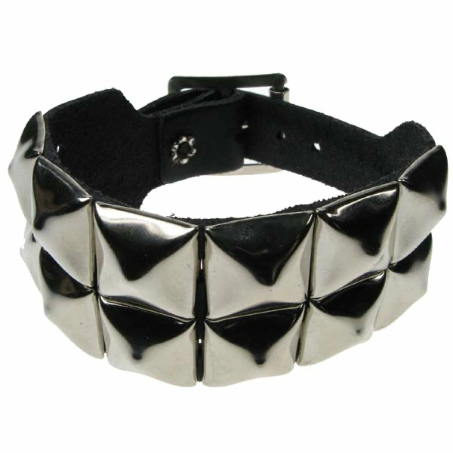 Bracelet cuir & pyramides punk/metal Bullet69 WB009