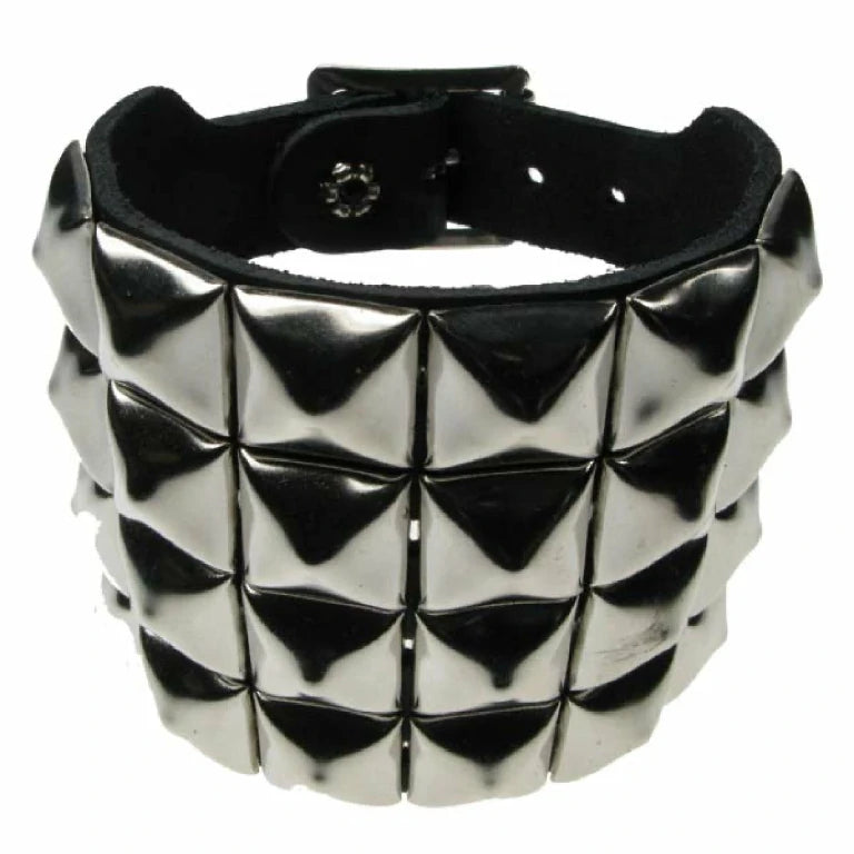 Bracelet cuir & pyramides punk/metal Bullet69 WB011