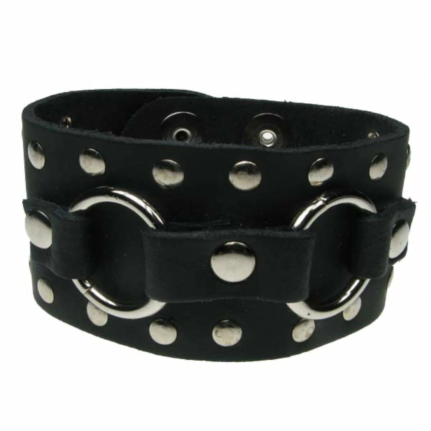Bracelet cuir & anneaux punk/metal Bullet69 WB584