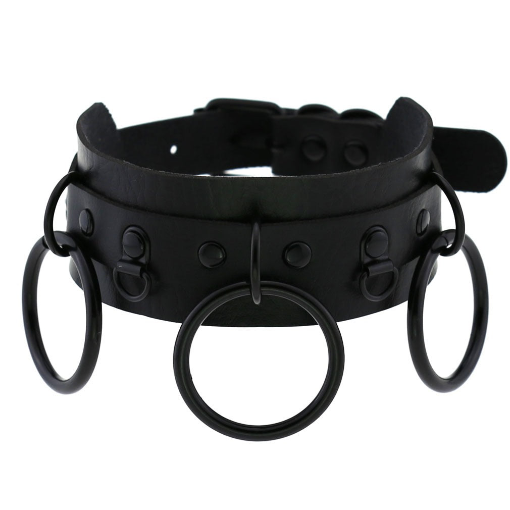 Choker Moon Attic avec anneaux style punk / gothique / métal MA-SCDH04