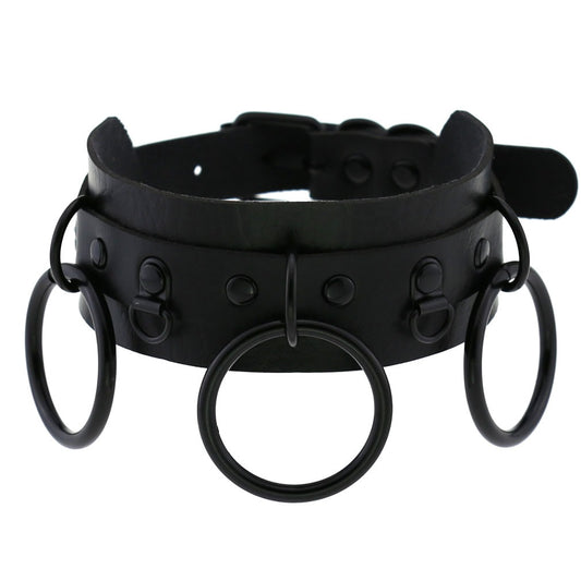 Choker Moon Attic avec anneaux style punk / gothique / métal MA-SCDH04