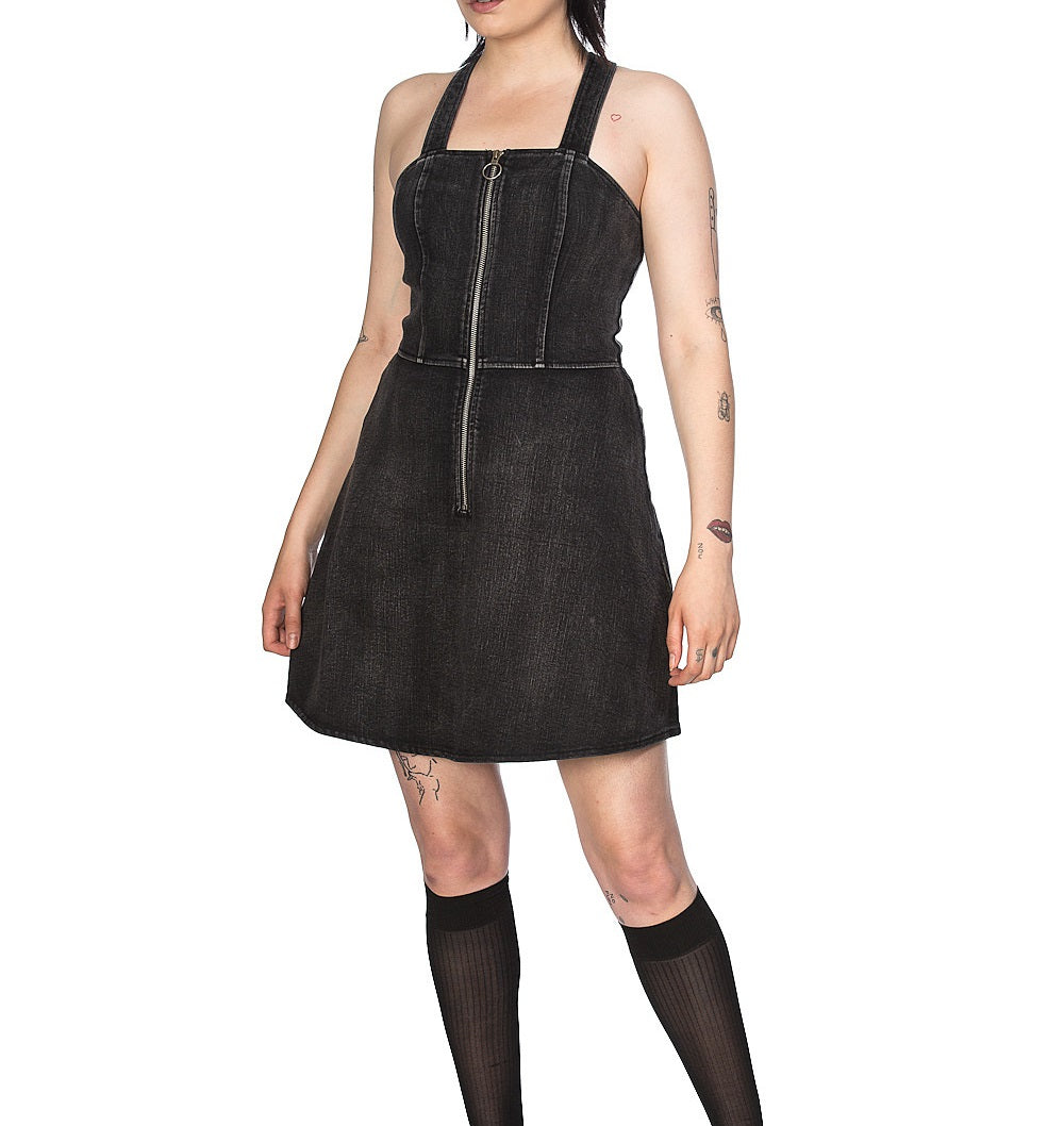 Robe Banned à bretelle aspect jean style rock DR16238