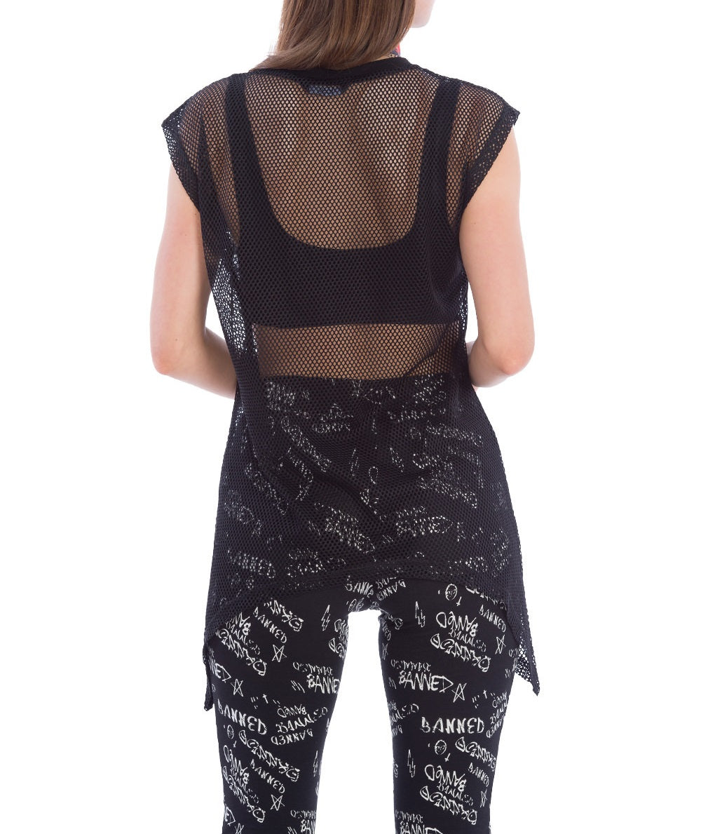 Top Banned type débardeur résille pour femme style rock TP10312