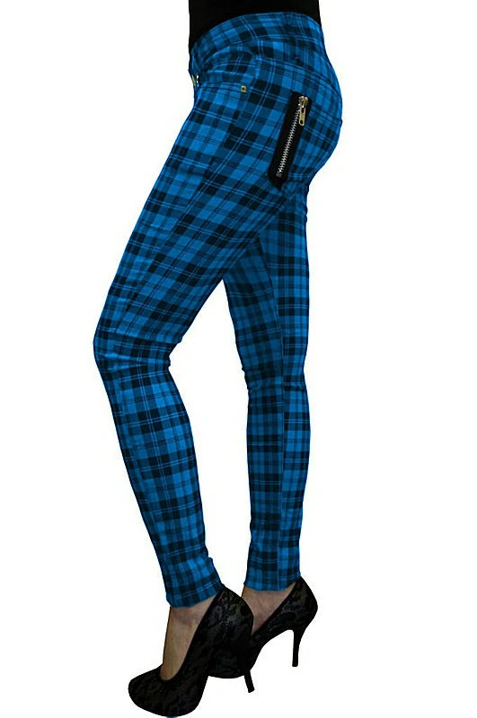 Pantalon Banned tartan skinny pour femme TBN405
