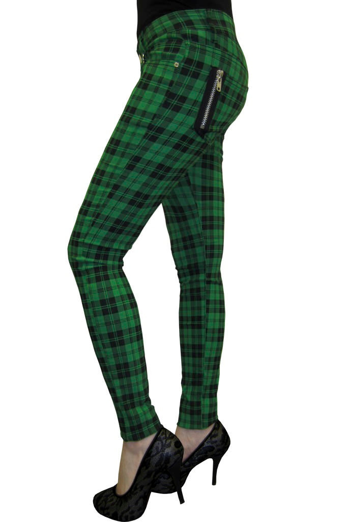 Pantalon Banned tartan skinny pour femme TBN405