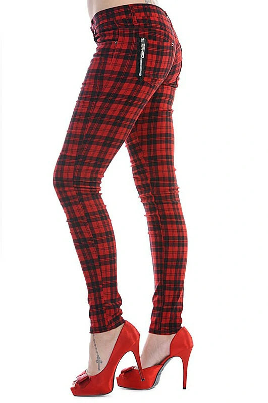 Pantalon Banned tartan skinny pour femme TBN405