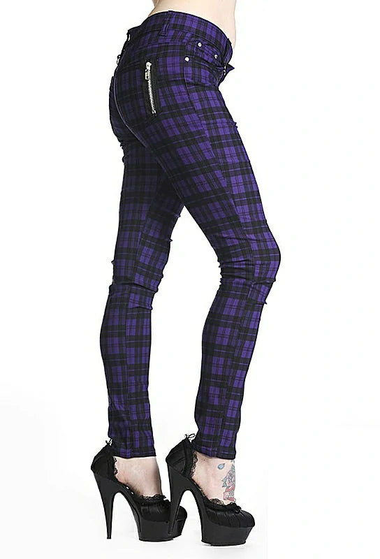 Pantalon Banned tartan skinny pour femme TBN405