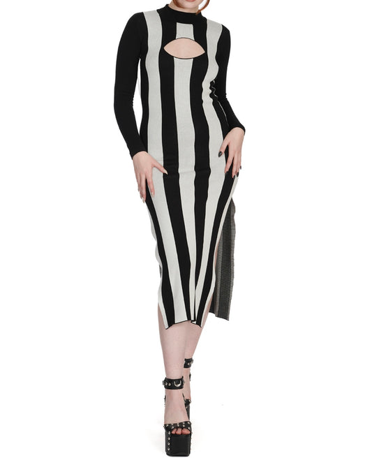 Robe Banned rayée noir & blanc style rock DR17020