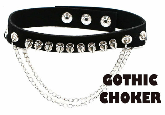 Choker chaînes & pointes punk/gothique/métal Bullet69 NB316