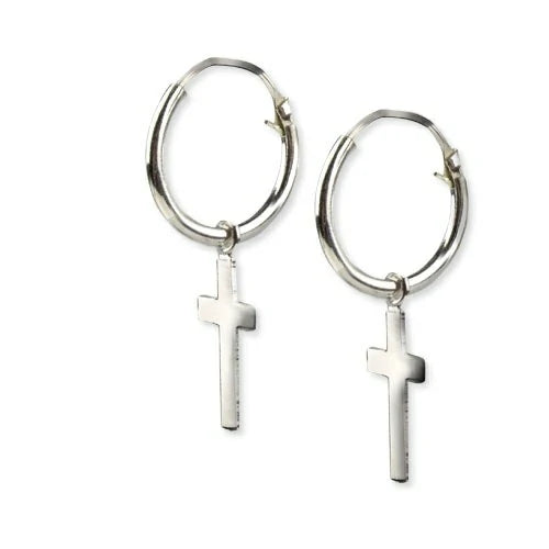 Boucle d'oreille EtNox créole & crucifix O4304