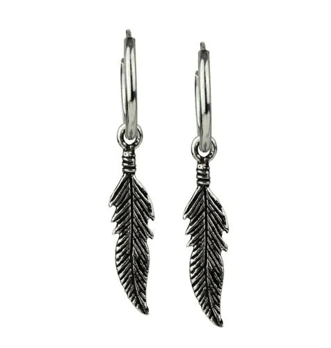 Boucles d'oreille créoles & plumes EtNox O4305