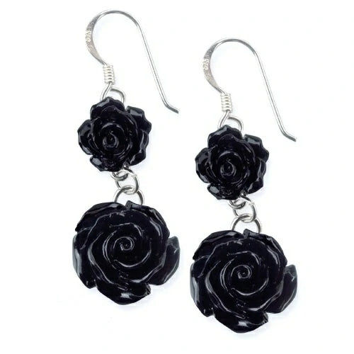 Boucle d'oreille roses noires EtNox O4503B