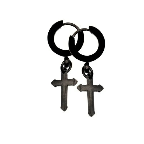 Boucle d'oreille EtNox créole & crucifix SO4026