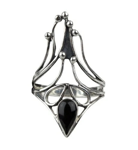 Bague tresse & pierre noire EtNox SR010