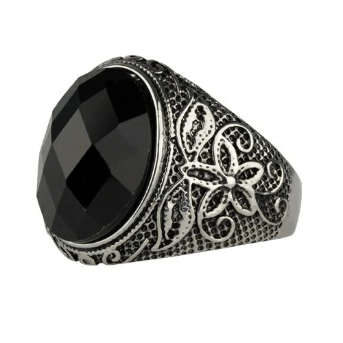 Bague chevalière pierre noire EtNox SR1198