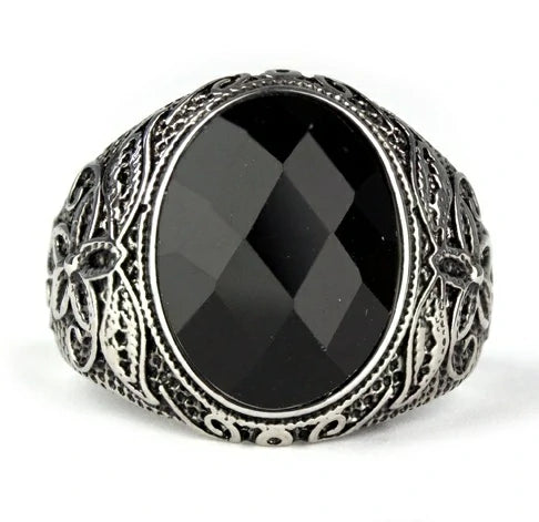 Bague chevalière pierre noire EtNox SR1198