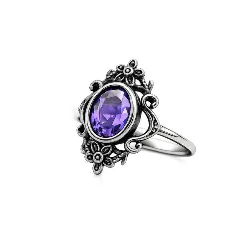 Bague ornements floraux & pierre violette EtNox SR1234