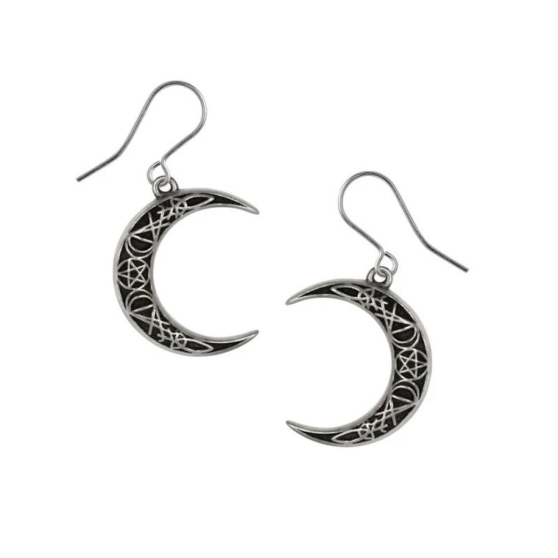 Boucle d'oreille Alchemy croissant de lune noire E458