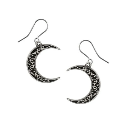 Boucle d'oreille Alchemy croissant de lune noire E458