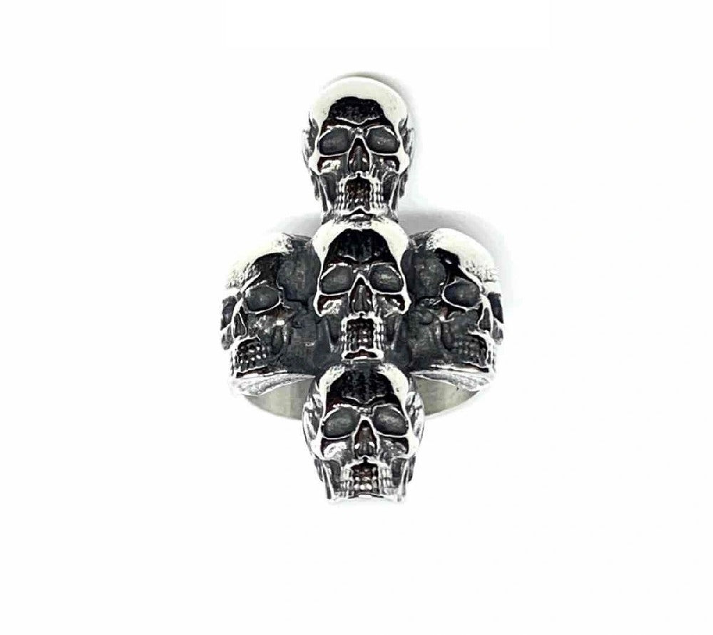 Bague têtes de mort en croix BA150