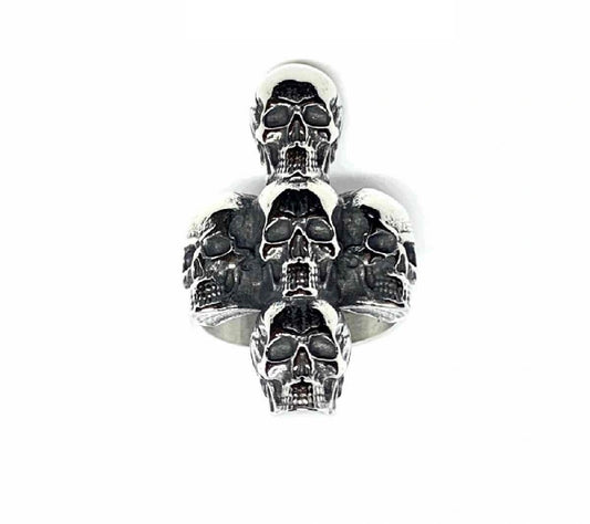 Bague têtes de mort en croix BA150