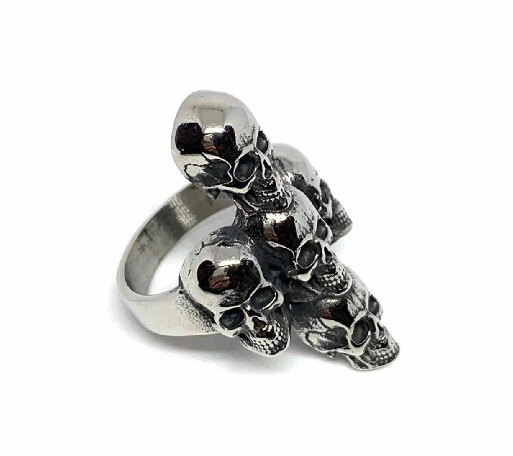 Bague têtes de mort en croix BA150