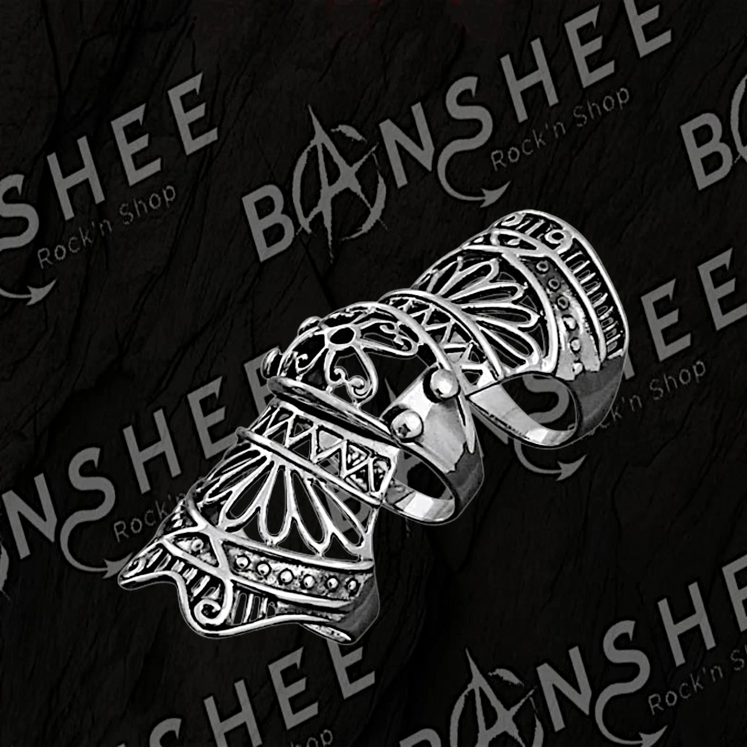 Bague de phalange articulée en acier inoxydable avec motifs ajourés