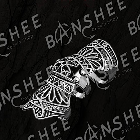 Bague de phalange articulée en acier inoxydable avec motifs ajourés