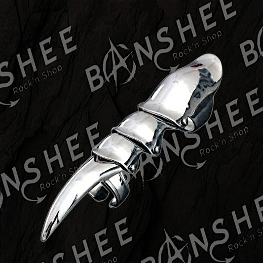 Bague de phalange articulée en acier inoxydable de couleur argentée