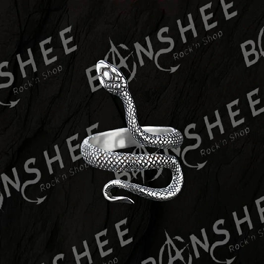Bague serpent en acier inoxydable enroulée autour du doigt