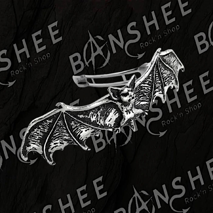 Barrette chauve-souris en métal argenté vue de côté