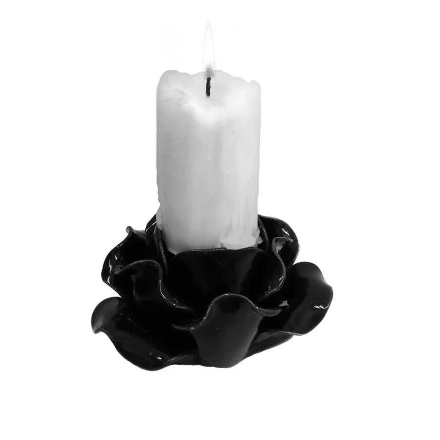 Centre de table / bougeoir Alchemy en forme de rose noire SCR3