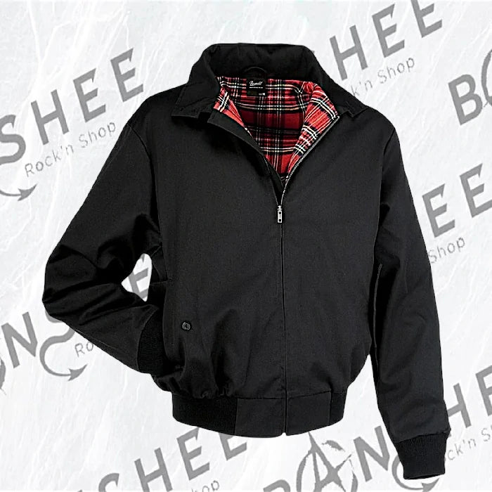 Blouson Harrington noir avec doublure tartan rouge